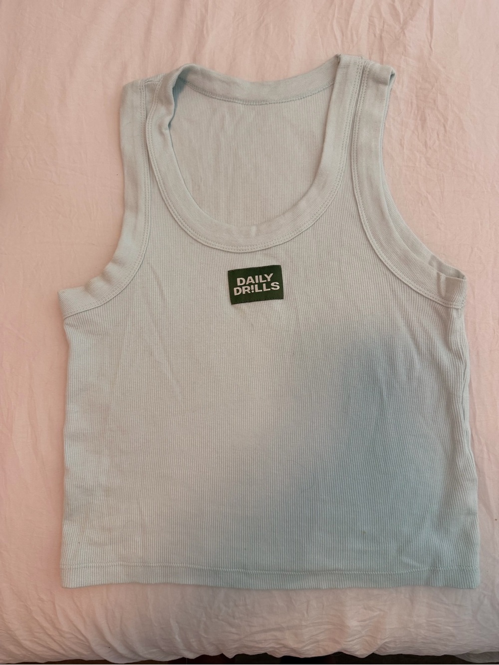 Daily Drills Pale Blue Ribbed Scoop Tank